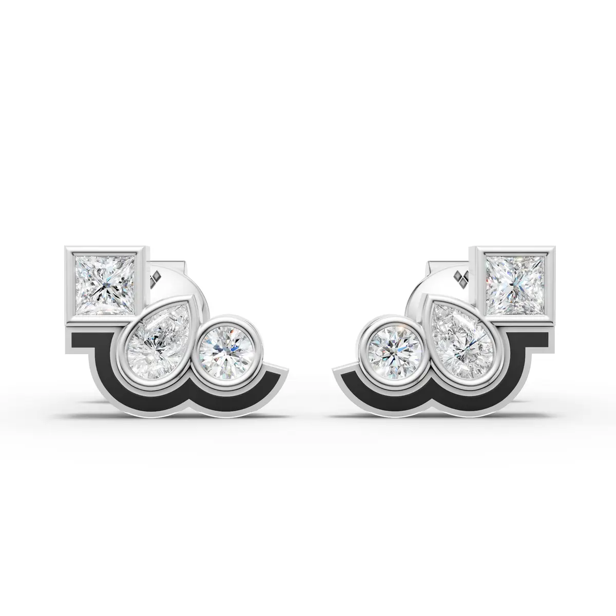 Multi-Stone Diamond Stud Earrings